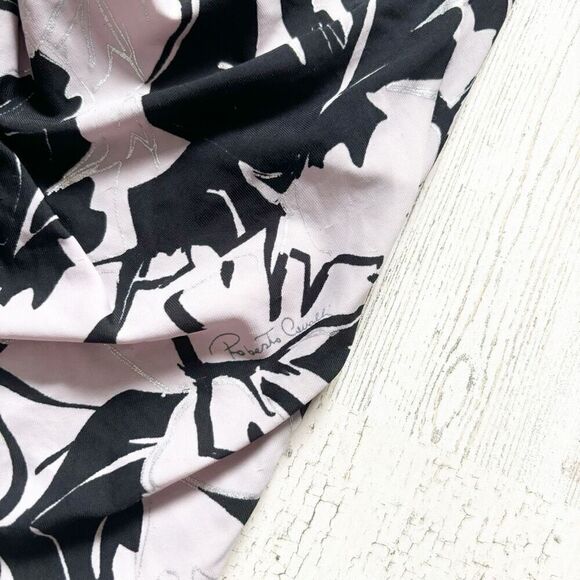 Roberto Cavalli Ruched Dress 38 Foliage Print Stretchy Lavender & White - Picture 4 of 7